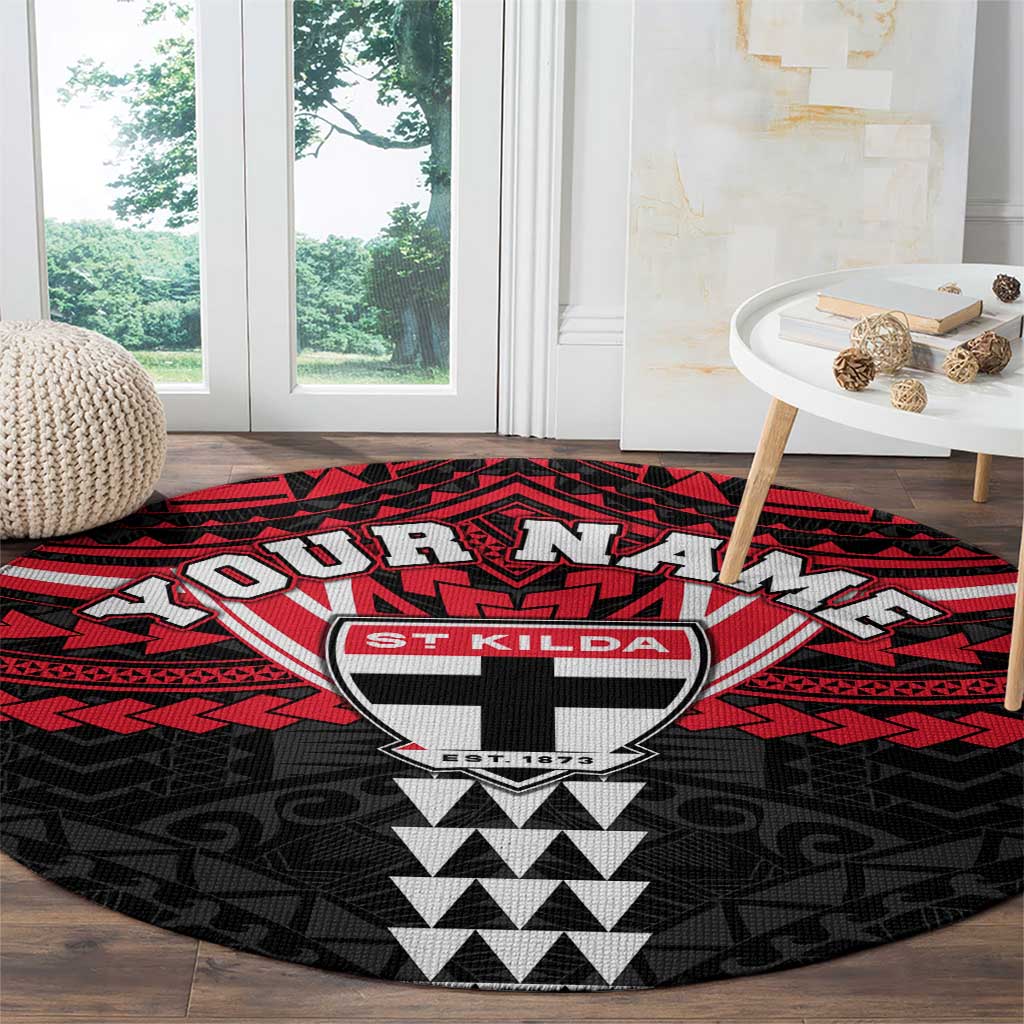 Personalized St Kilda Saints Round Carpet Polynesian Tribal Pattern Heritage Football
