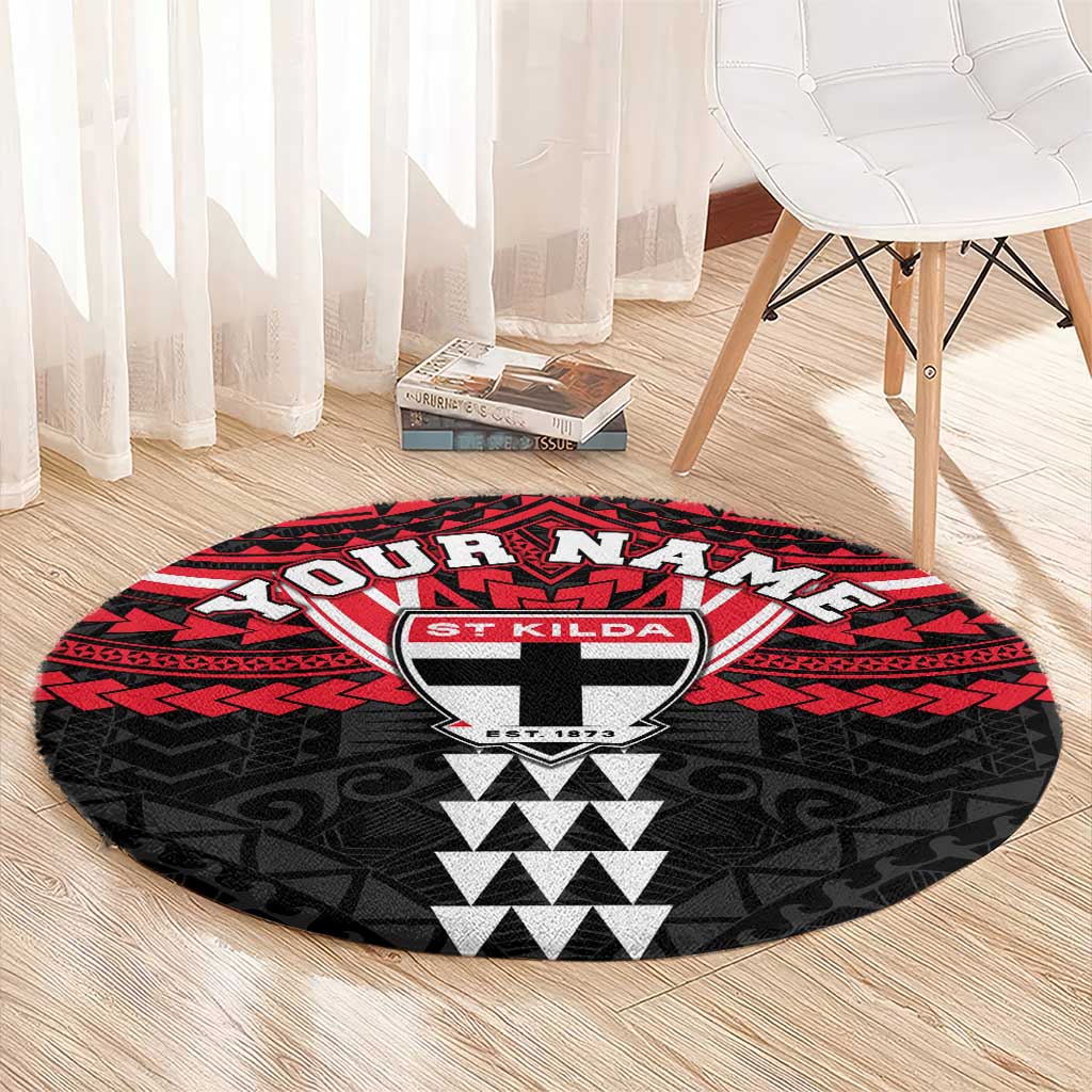 Personalized St Kilda Saints Round Carpet Polynesian Tribal Pattern Heritage Football