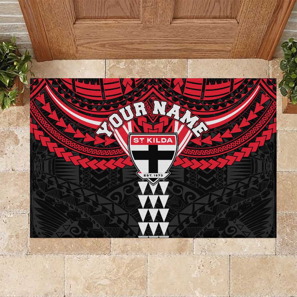 Personalized St Kilda Saints Rubber Doormat Polynesian Tribal Pattern Heritage Football