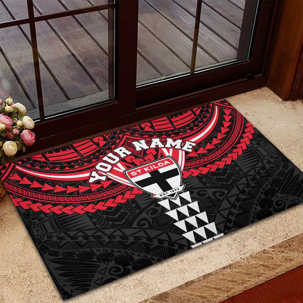 Personalized St Kilda Saints Rubber Doormat Polynesian Tribal Pattern Heritage Football