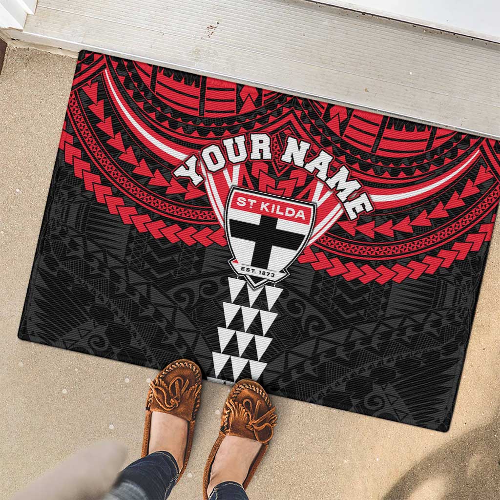 Personalized St Kilda Saints Rubber Doormat Polynesian Tribal Pattern Heritage Football