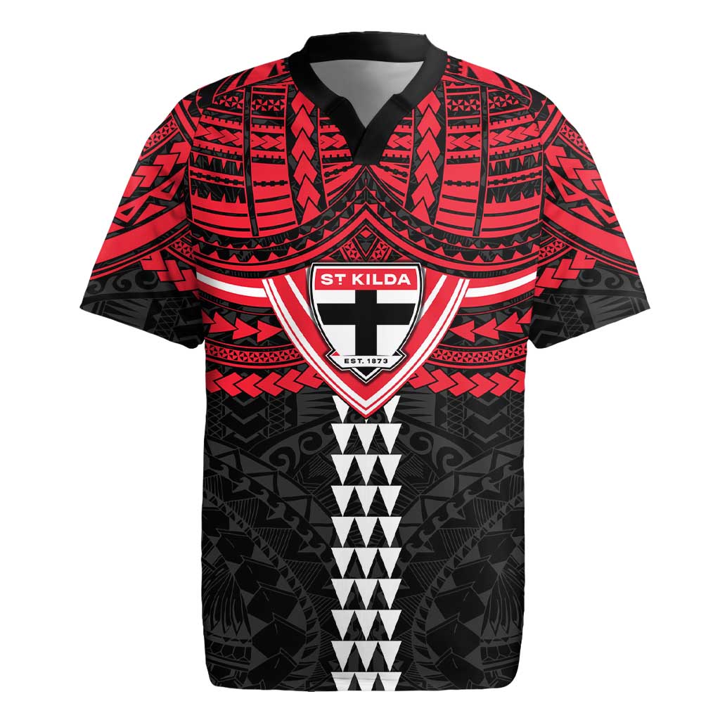 Personalized St Kilda Saints Rugby Jersey Polynesian Tribal Pattern Heritage Football