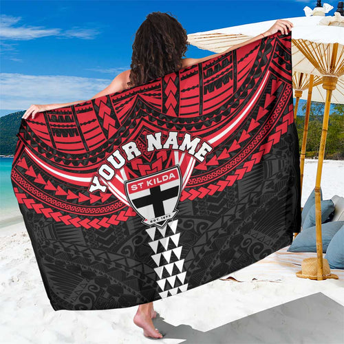 Personalized St Kilda Saints Sarong Polynesian Tribal Pattern Heritage Football