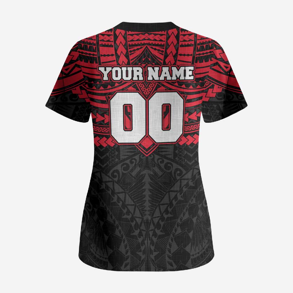 Personalized St Kilda Saints Scrub Top Polynesian Tribal Pattern Heritage Football