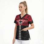 Personalized St Kilda Saints Scrub Top Polynesian Tribal Pattern Heritage Football