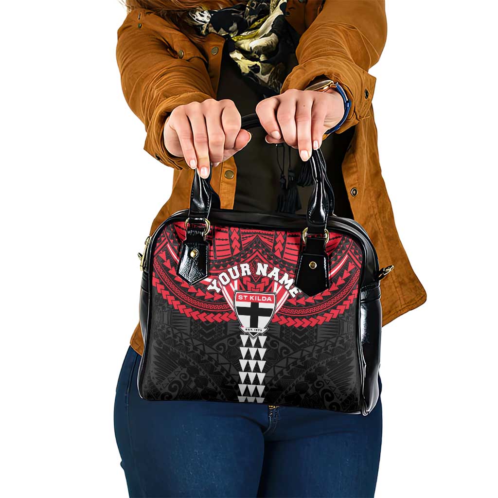 Personalized St Kilda Saints Shoulder Handbag Polynesian Tribal Pattern Heritage Football