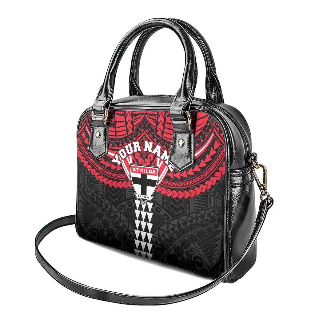 Personalized St Kilda Saints Shoulder Handbag Polynesian Tribal Pattern Heritage Football