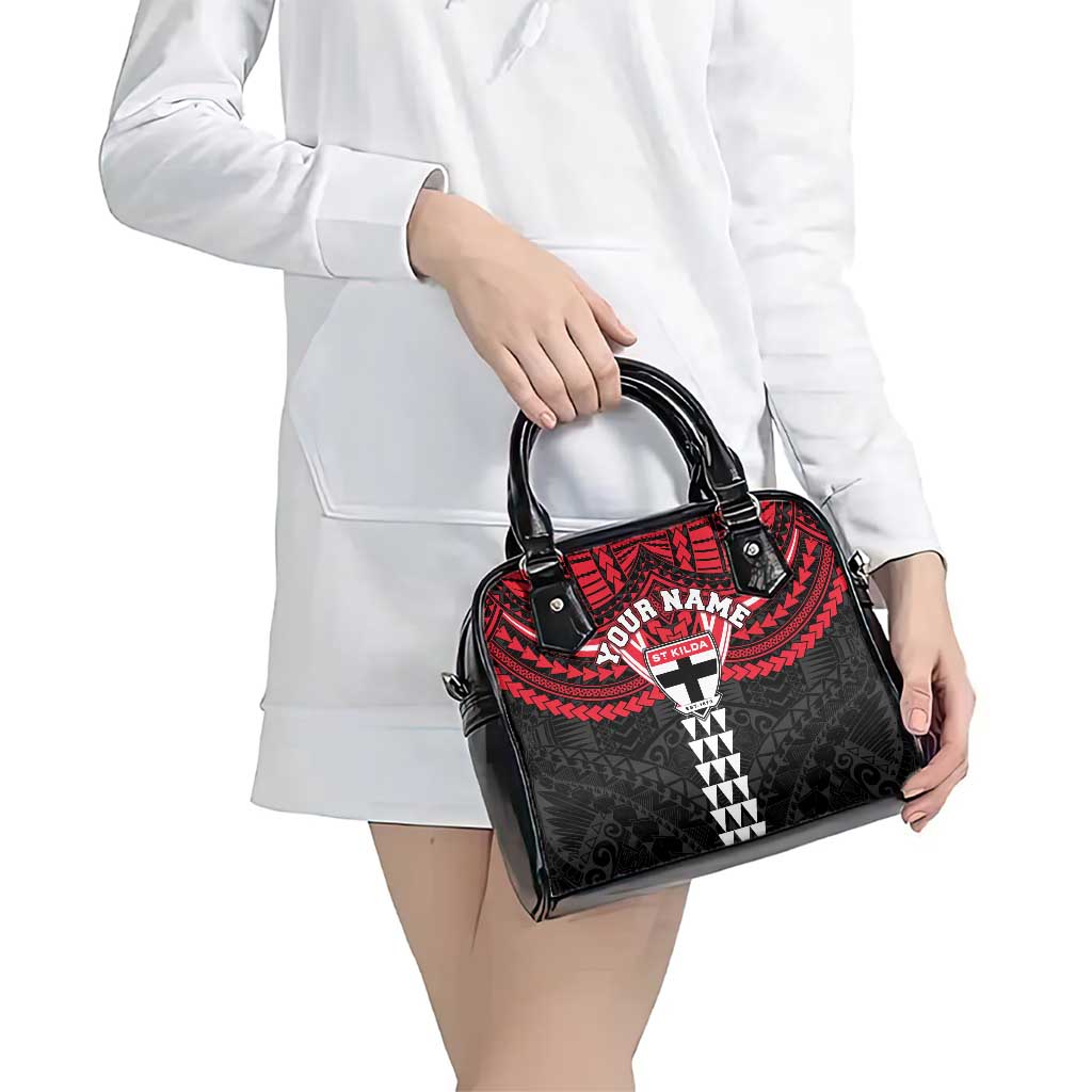 Personalized St Kilda Saints Shoulder Handbag Polynesian Tribal Pattern Heritage Football