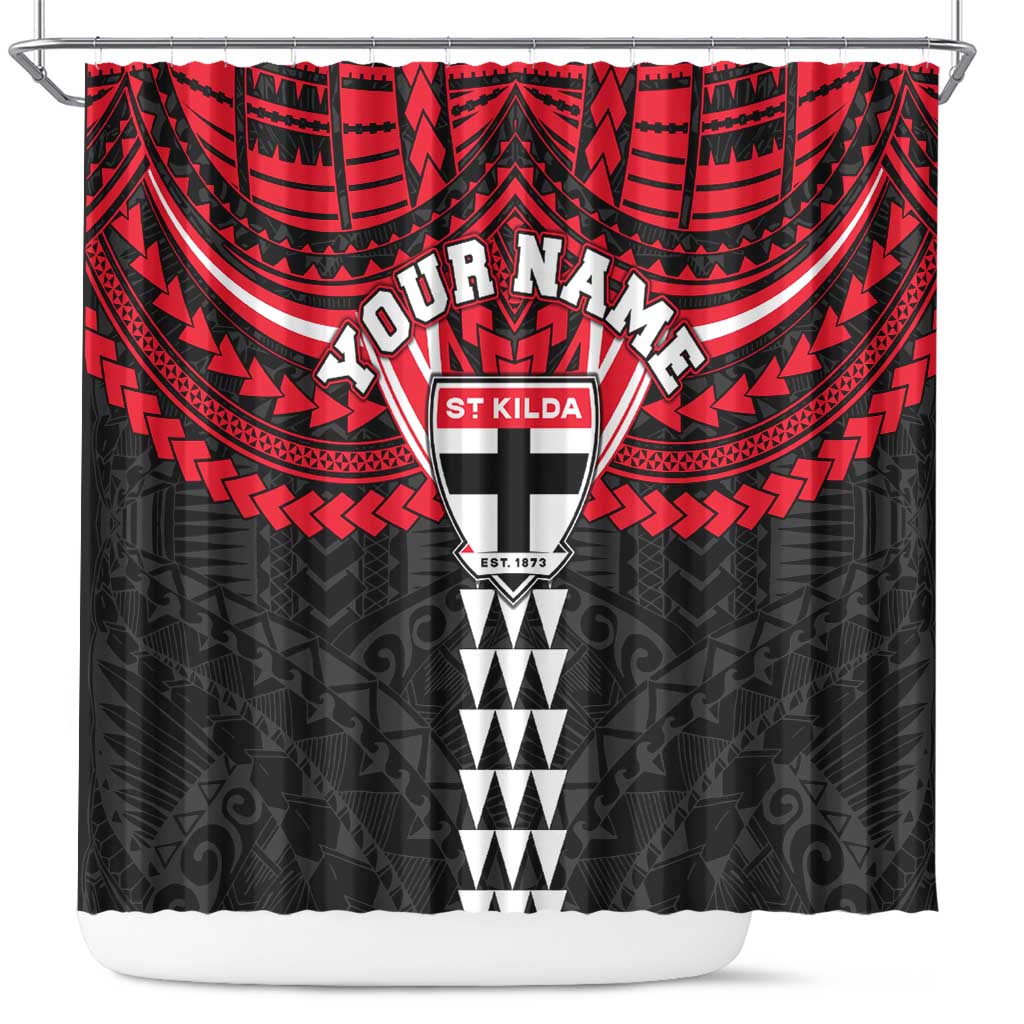 Personalized St Kilda Saints Shower Curtain Polynesian Tribal Pattern Heritage Football