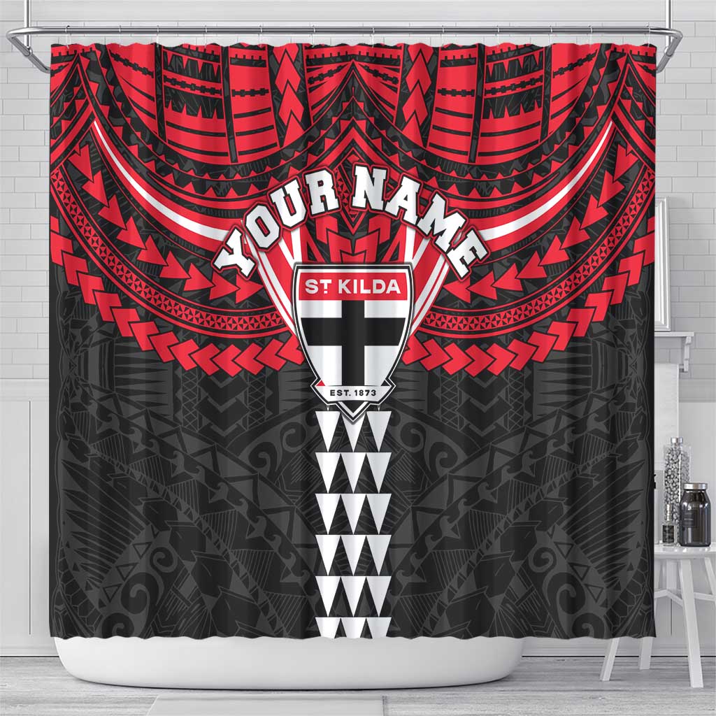 Personalized St Kilda Saints Shower Curtain Polynesian Tribal Pattern Heritage Football
