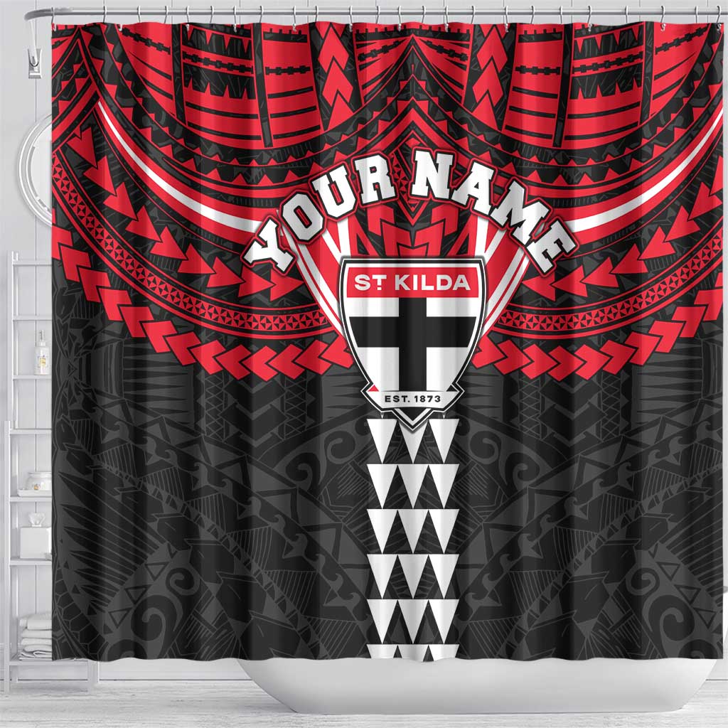 Personalized St Kilda Saints Shower Curtain Polynesian Tribal Pattern Heritage Football
