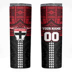 Personalized St Kilda Saints Skinny Tumbler Polynesian Tribal Pattern Heritage Football