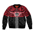 Personalized St Kilda Saints Sleeve Zip Bomber Jacket Polynesian Tribal Pattern Heritage Football