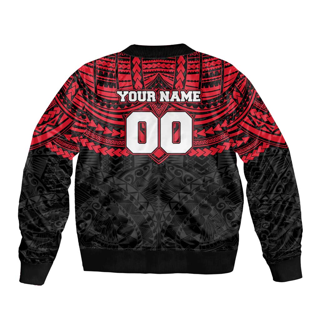 Personalized St Kilda Saints Sleeve Zip Bomber Jacket Polynesian Tribal Pattern Heritage Football