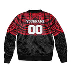 Personalized St Kilda Saints Sleeve Zip Bomber Jacket Polynesian Tribal Pattern Heritage Football