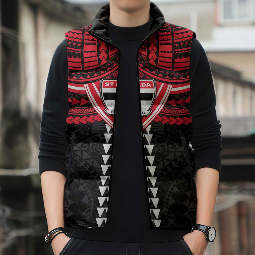 Personalized St Kilda Saints Sleeveless Puffer Jacket Polynesian Tribal Pattern Heritage Football
