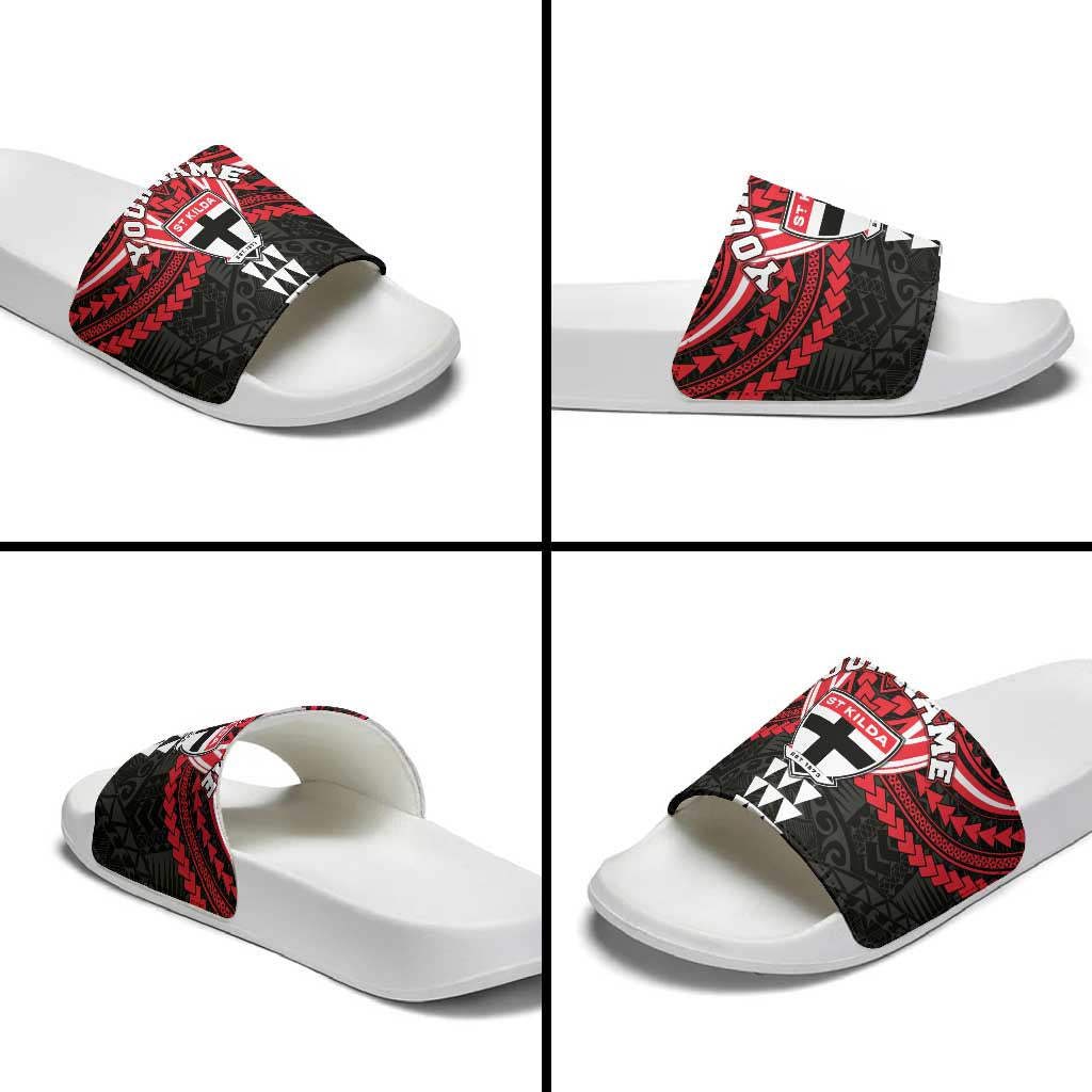 Personalized St Kilda Saints Slide Sandals Polynesian Tribal Pattern Heritage Football
