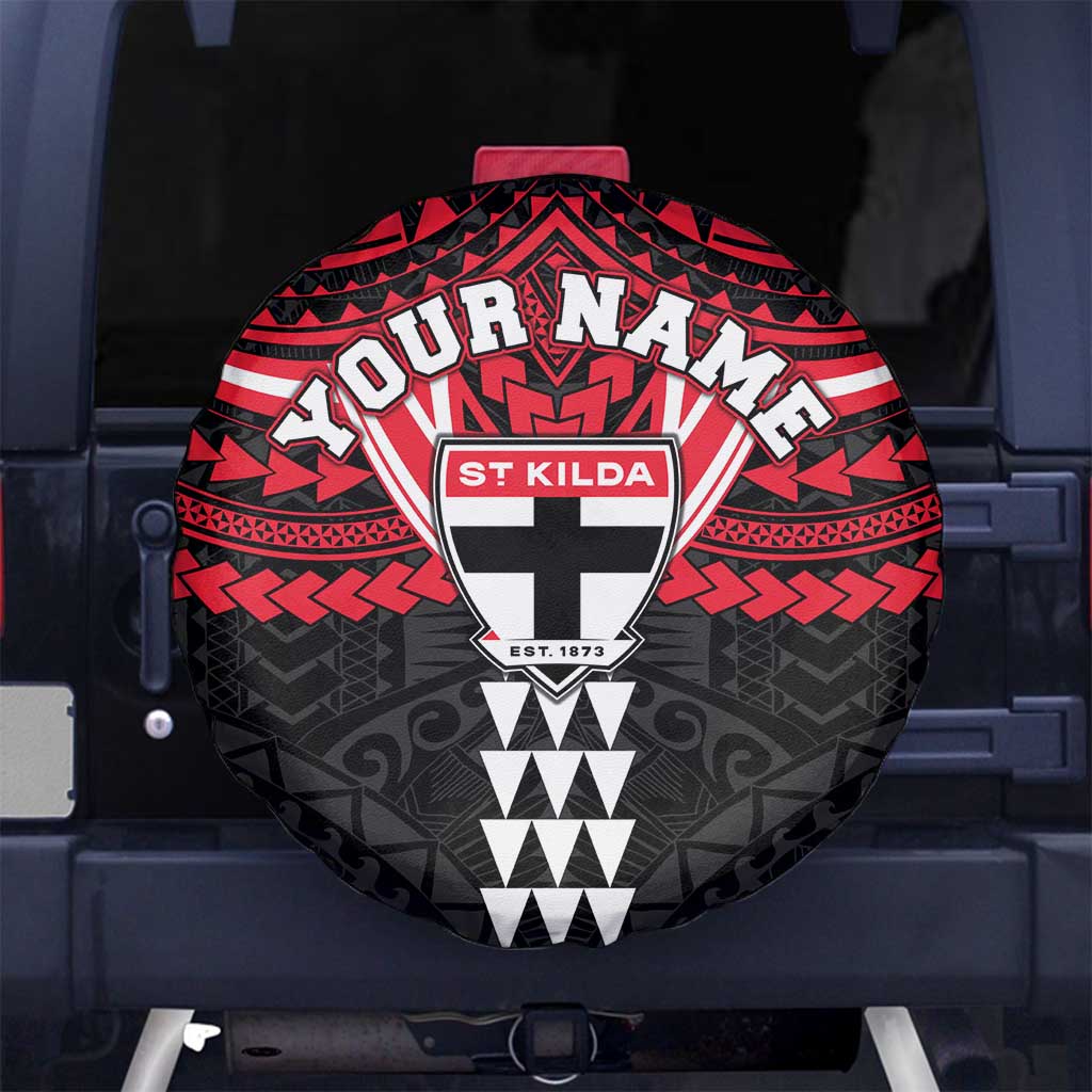Personalized St Kilda Saints Spare Tire Cover Polynesian Tribal Pattern Heritage Football