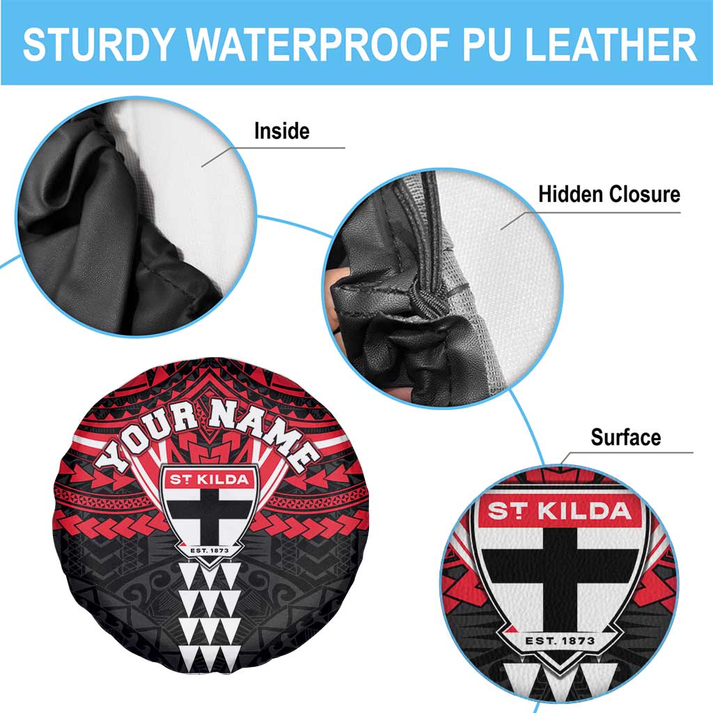 Personalized St Kilda Saints Spare Tire Cover Polynesian Tribal Pattern Heritage Football