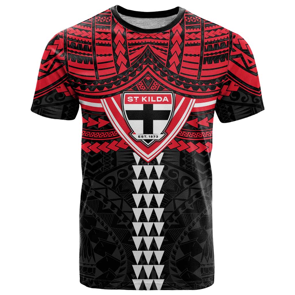 Personalized St Kilda Saints T Shirt Polynesian Tribal Pattern Heritage Football