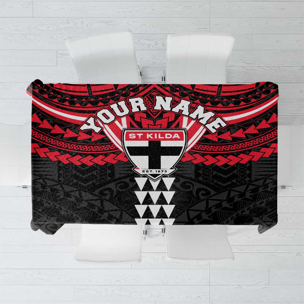 Personalized St Kilda Saints Tablecloth Polynesian Tribal Pattern Heritage Football
