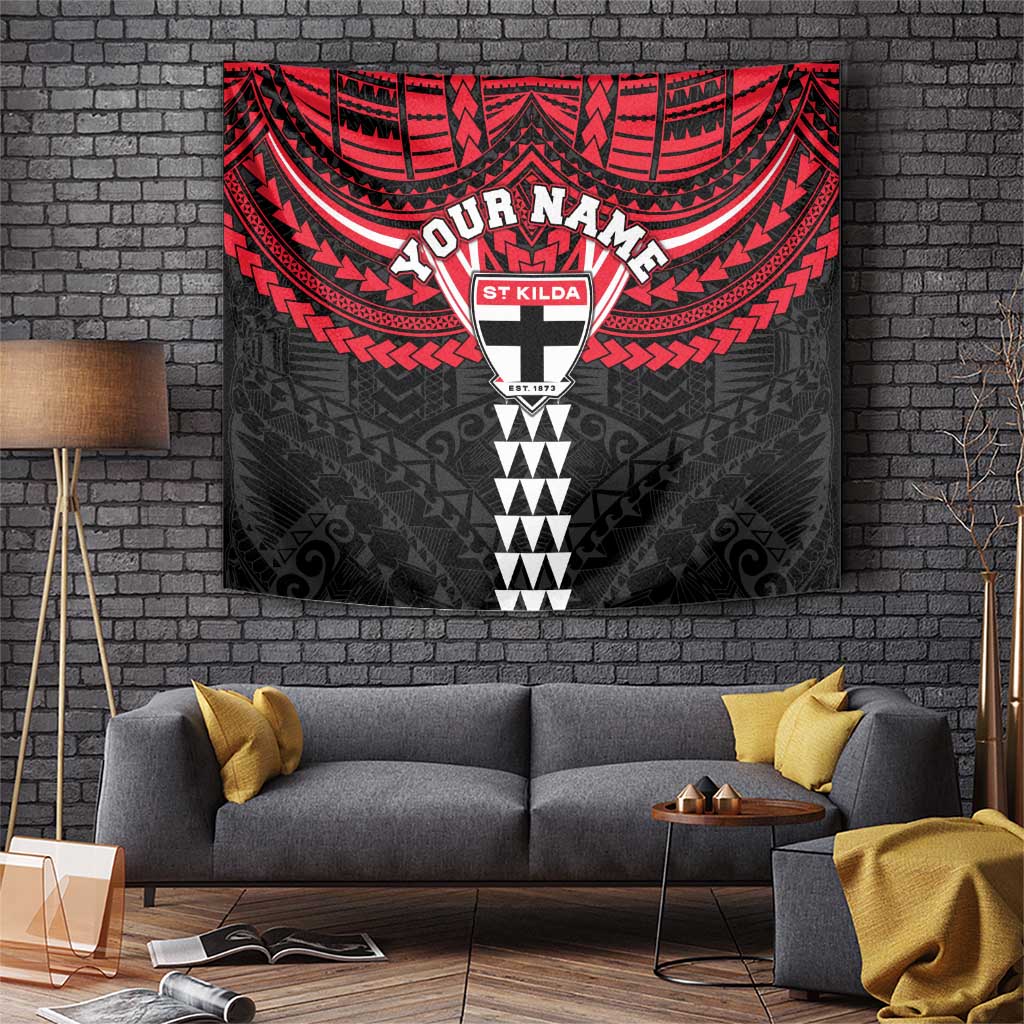 Personalized St Kilda Saints Tapestry Polynesian Tribal Pattern Heritage Football