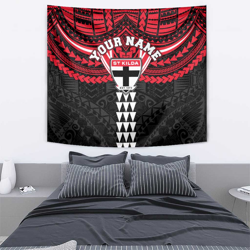 Personalized St Kilda Saints Tapestry Polynesian Tribal Pattern Heritage Football