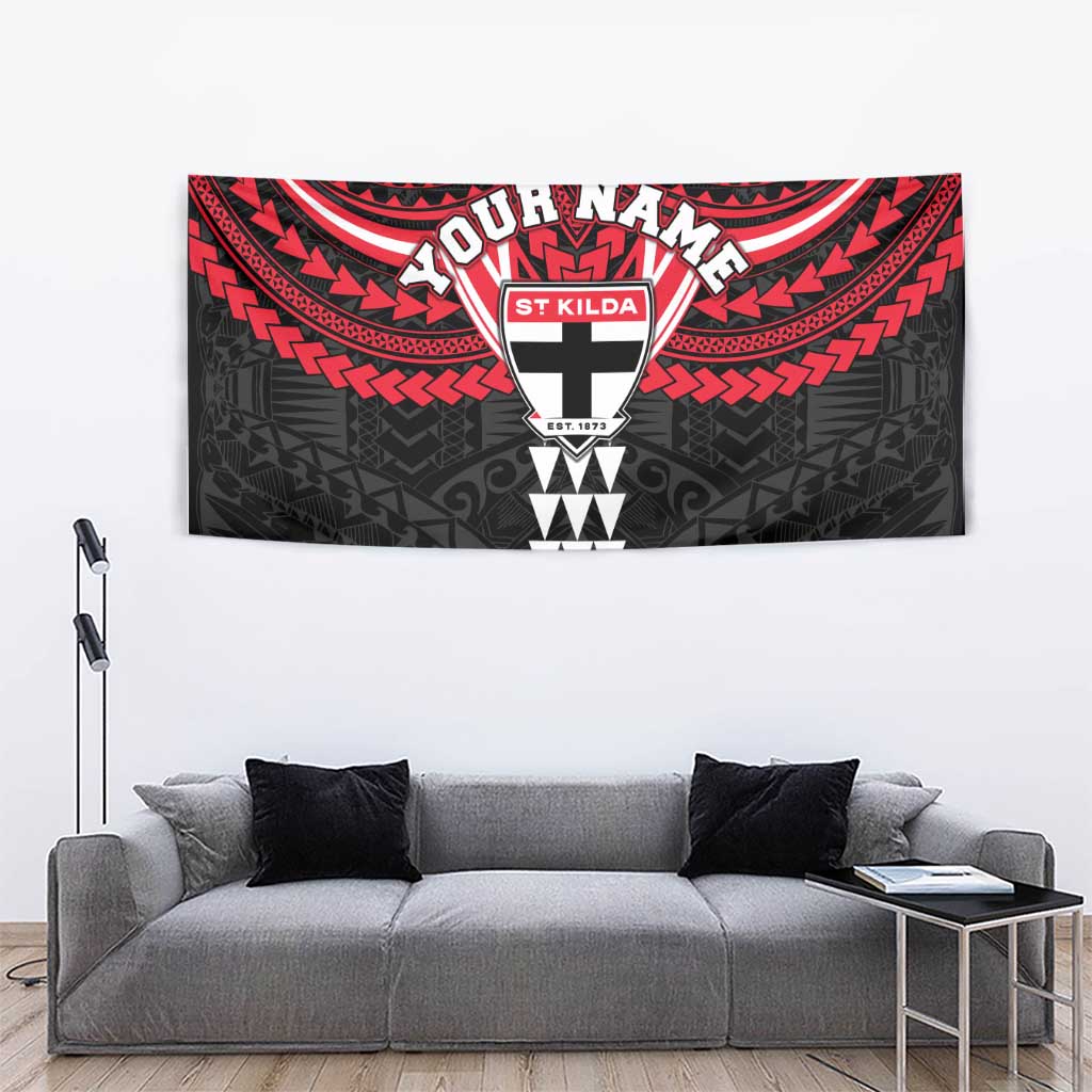 Personalized St Kilda Saints Tapestry Polynesian Tribal Pattern Heritage Football