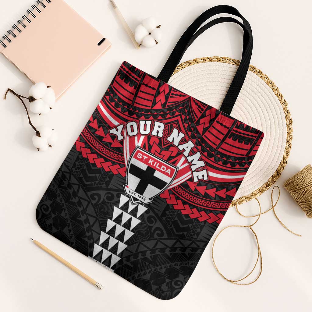 Personalized St Kilda Saints Tote Bag Polynesian Tribal Pattern Heritage Football