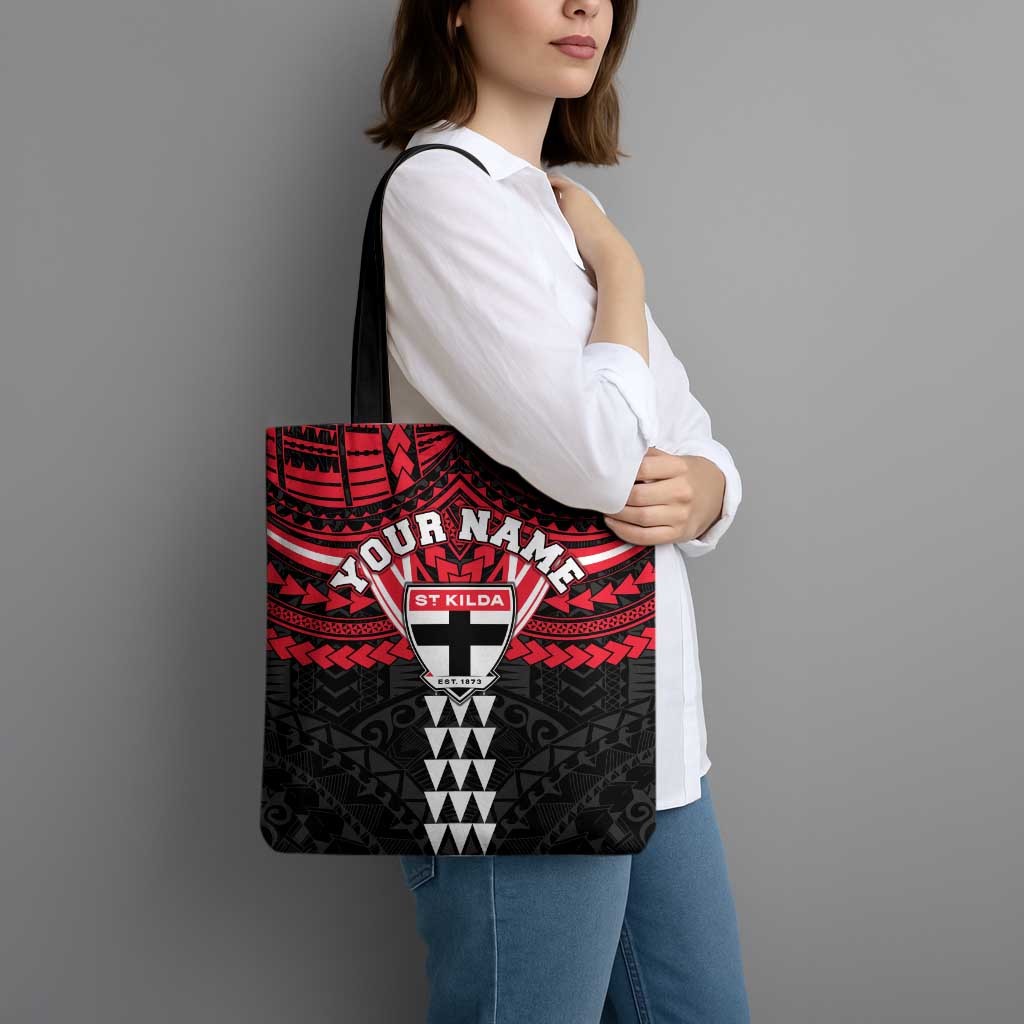 Personalized St Kilda Saints Tote Bag Polynesian Tribal Pattern Heritage Football