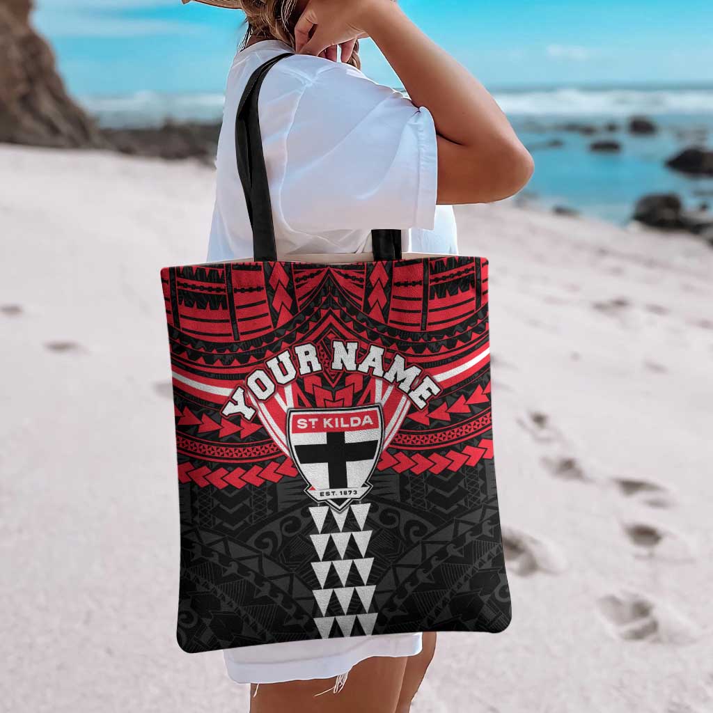 Personalized St Kilda Saints Tote Bag Polynesian Tribal Pattern Heritage Football