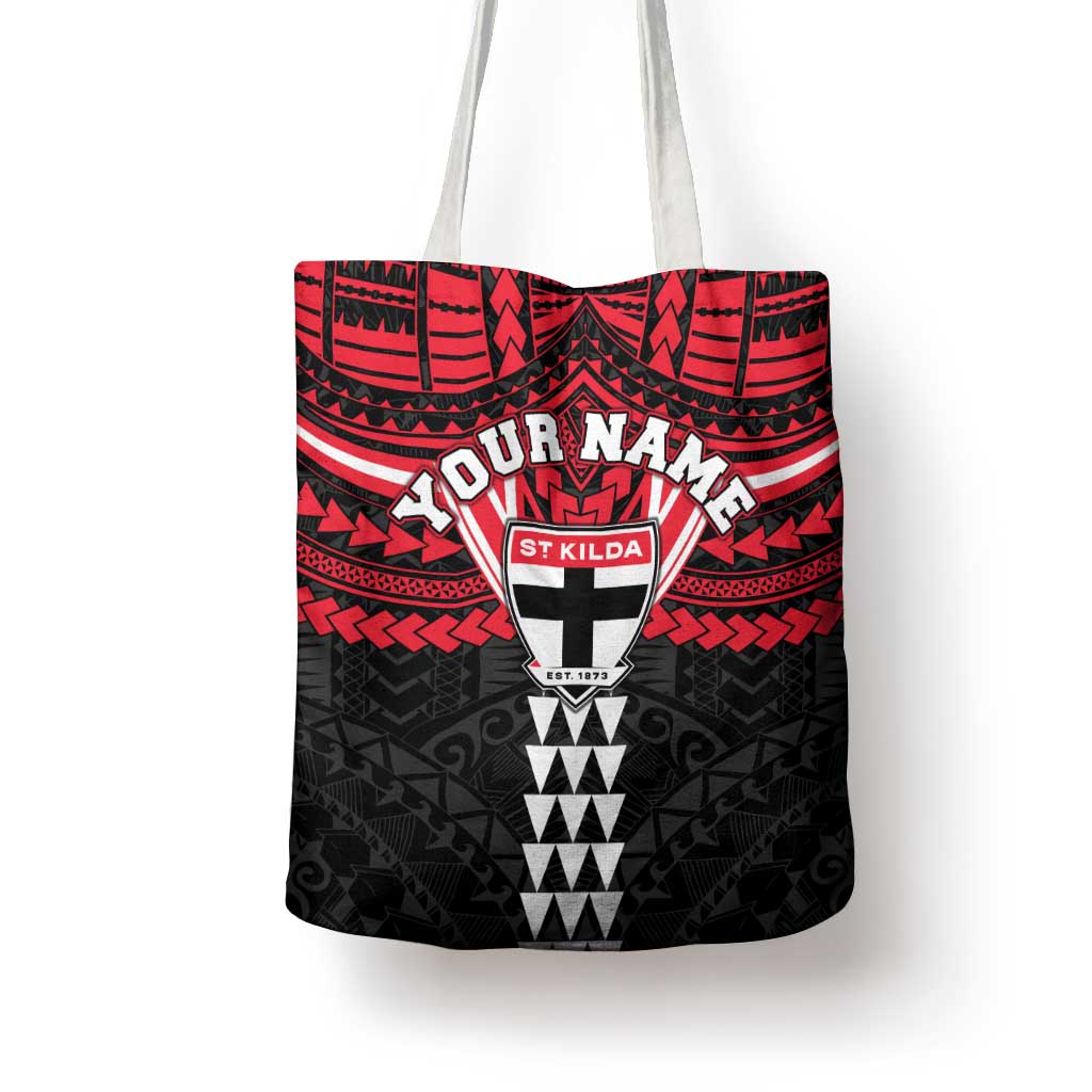 Personalized St Kilda Saints Tote Bag Polynesian Tribal Pattern Heritage Football