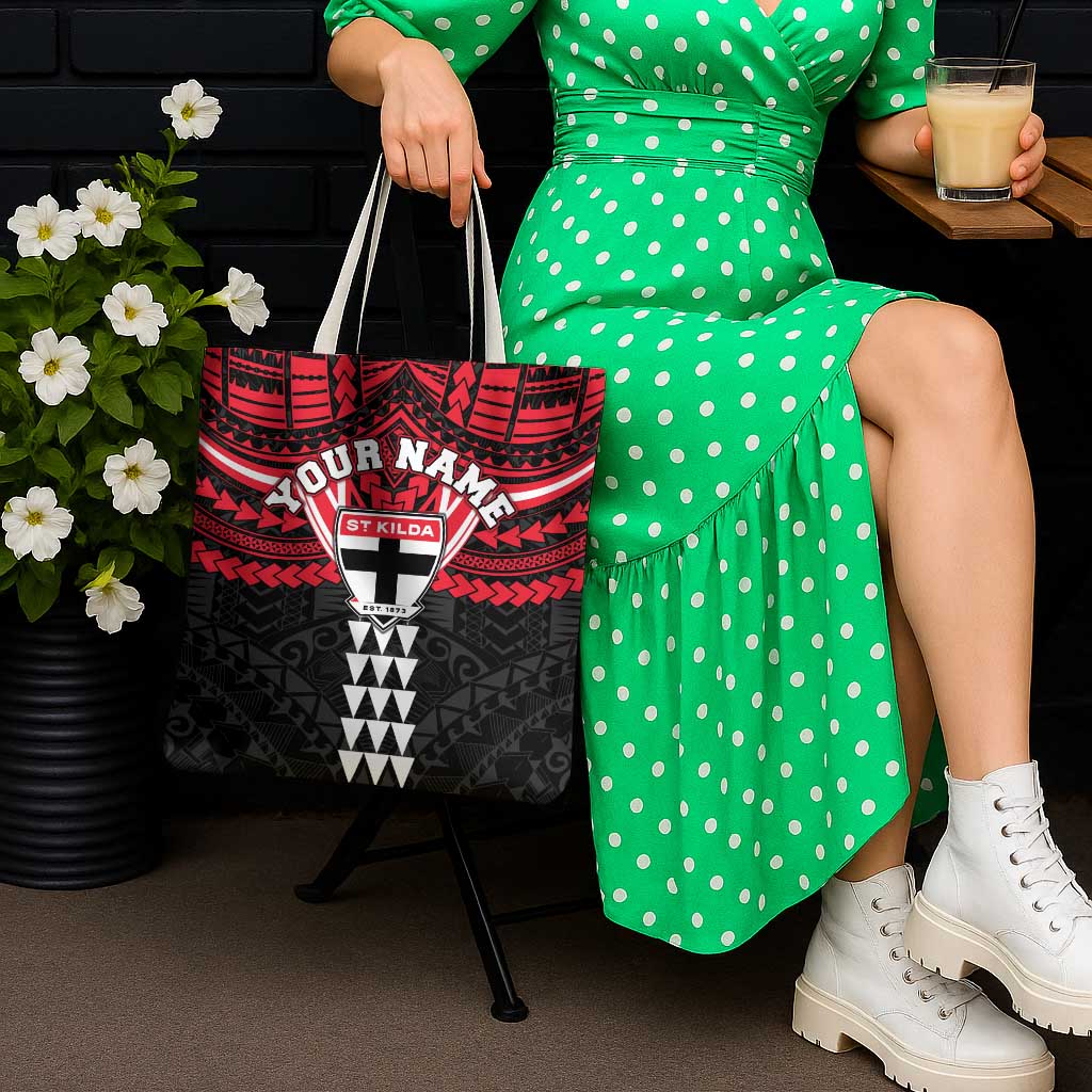 Personalized St Kilda Saints Tote Bag Polynesian Tribal Pattern Heritage Football