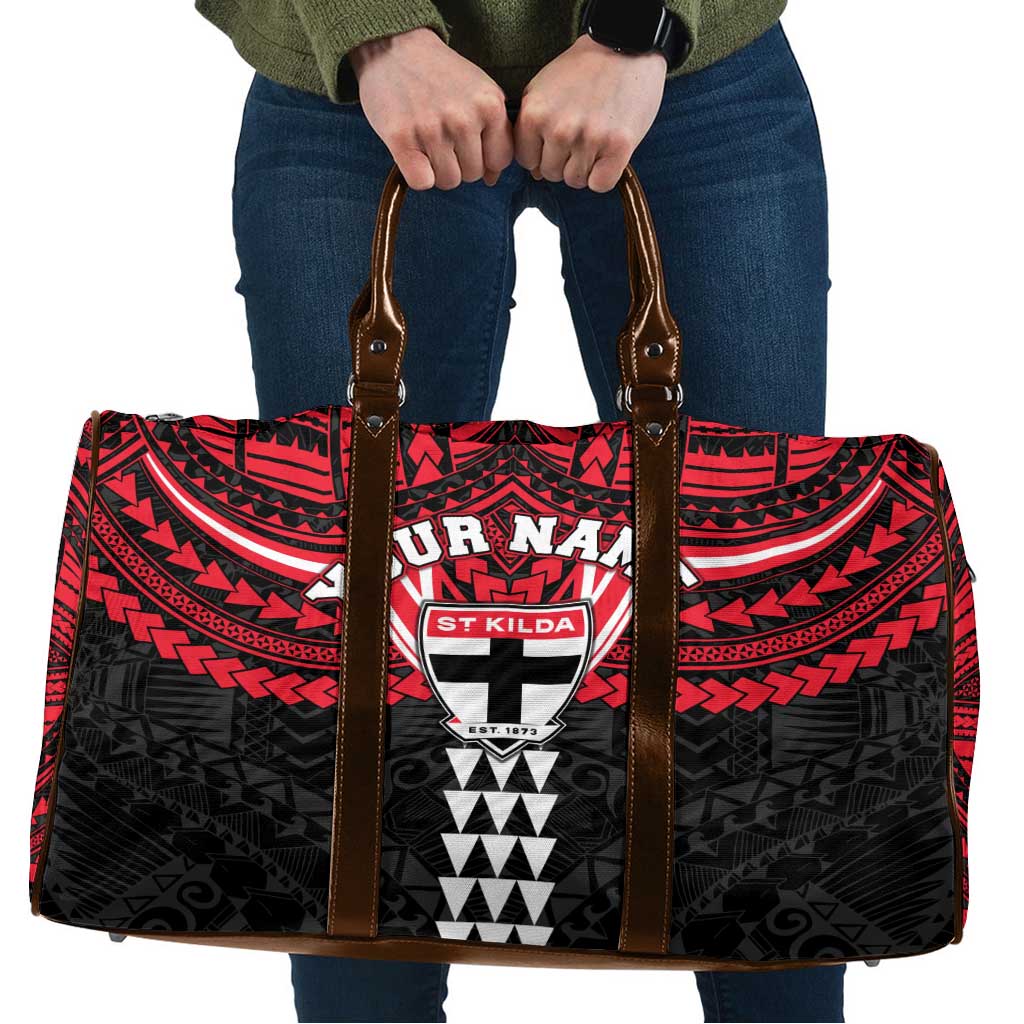 Personalized St Kilda Saints Travel Bag Polynesian Tribal Pattern Heritage Football