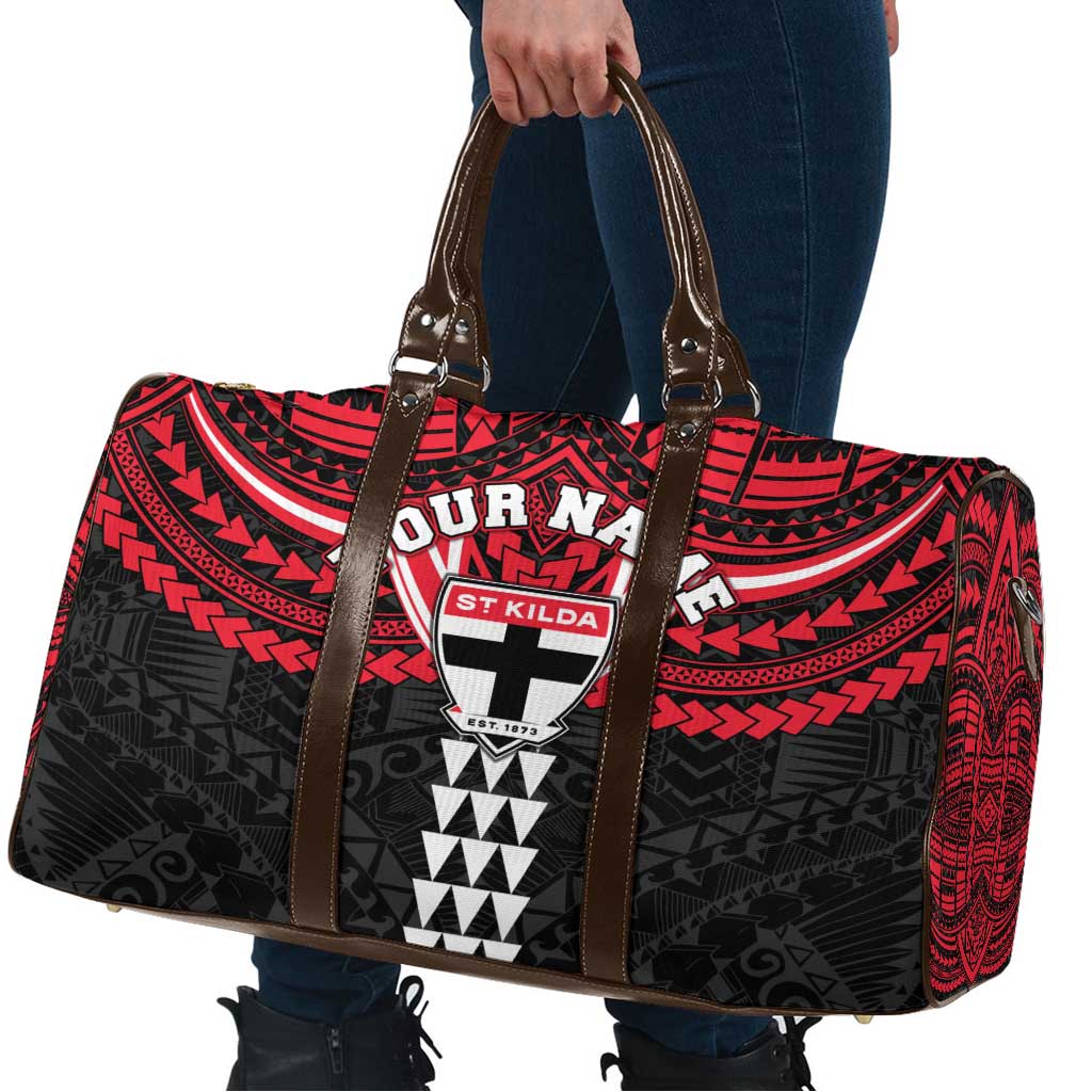 Personalized St Kilda Saints Travel Bag Polynesian Tribal Pattern Heritage Football