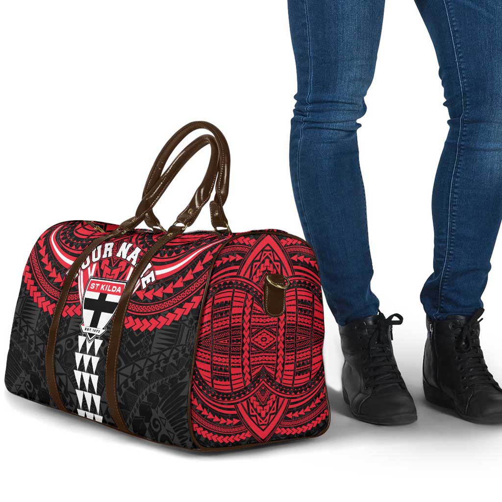 Personalized St Kilda Saints Travel Bag Polynesian Tribal Pattern Heritage Football