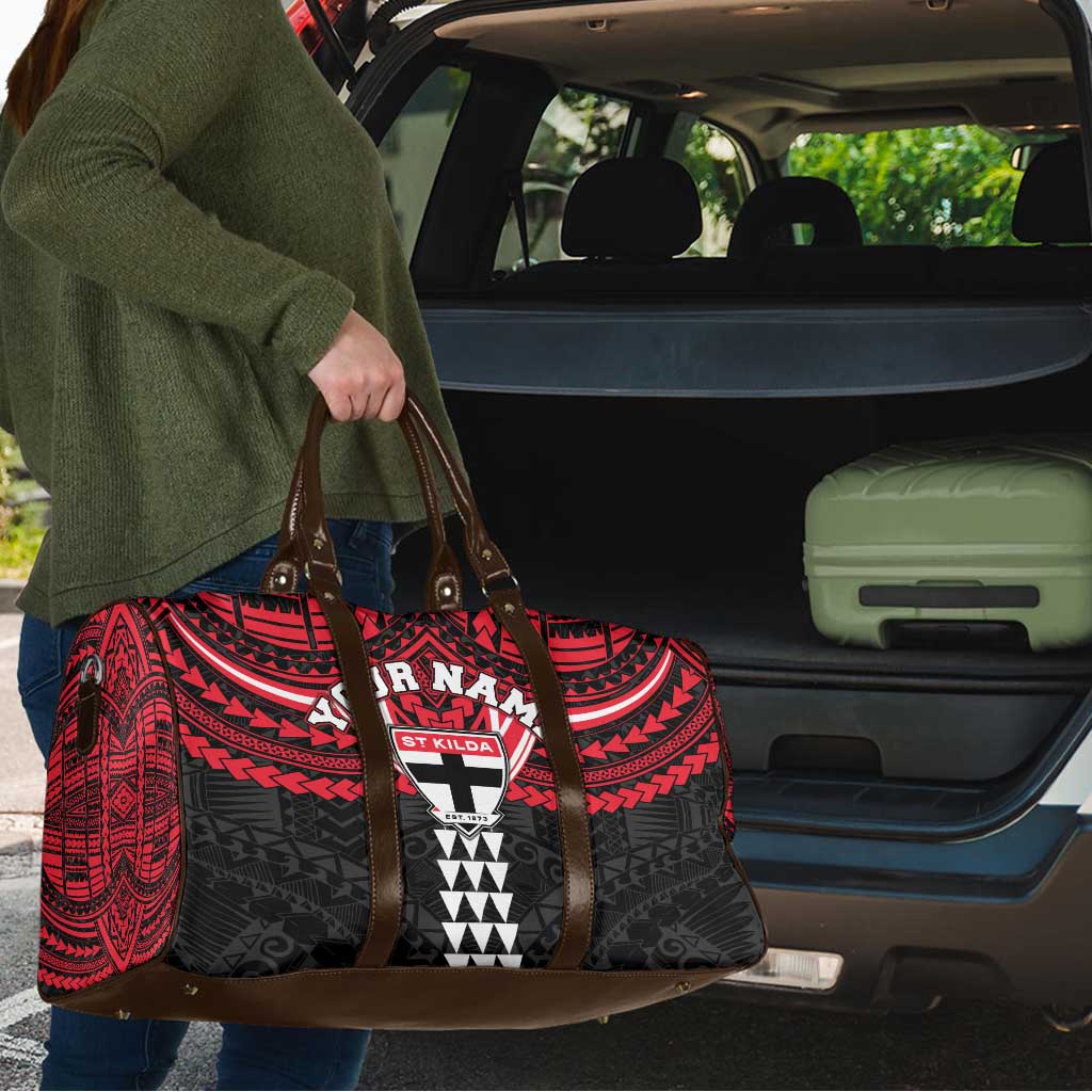 Personalized St Kilda Saints Travel Bag Polynesian Tribal Pattern Heritage Football