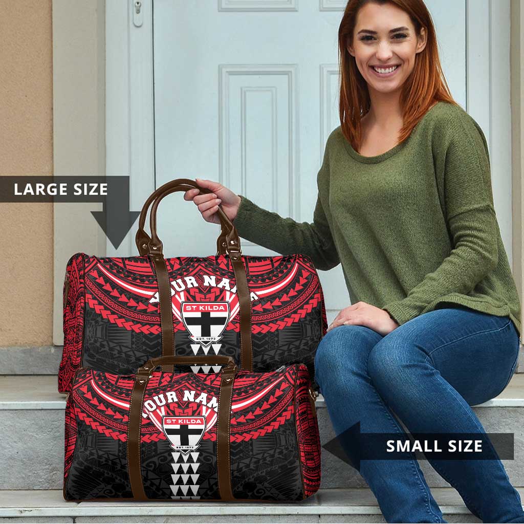 Personalized St Kilda Saints Travel Bag Polynesian Tribal Pattern Heritage Football