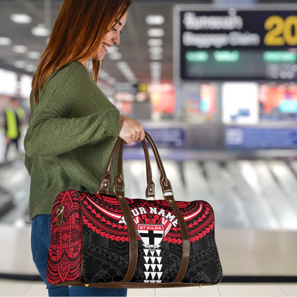 Personalized St Kilda Saints Travel Bag Polynesian Tribal Pattern Heritage Football