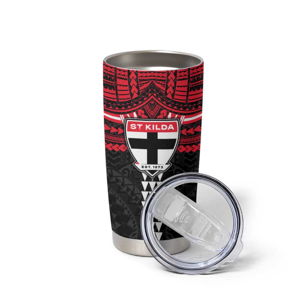Personalized St Kilda Saints Tumbler Cup Polynesian Tribal Pattern Heritage Football