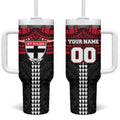 Personalized St Kilda Saints Tumbler With Handle Polynesian Tribal Pattern Heritage Football