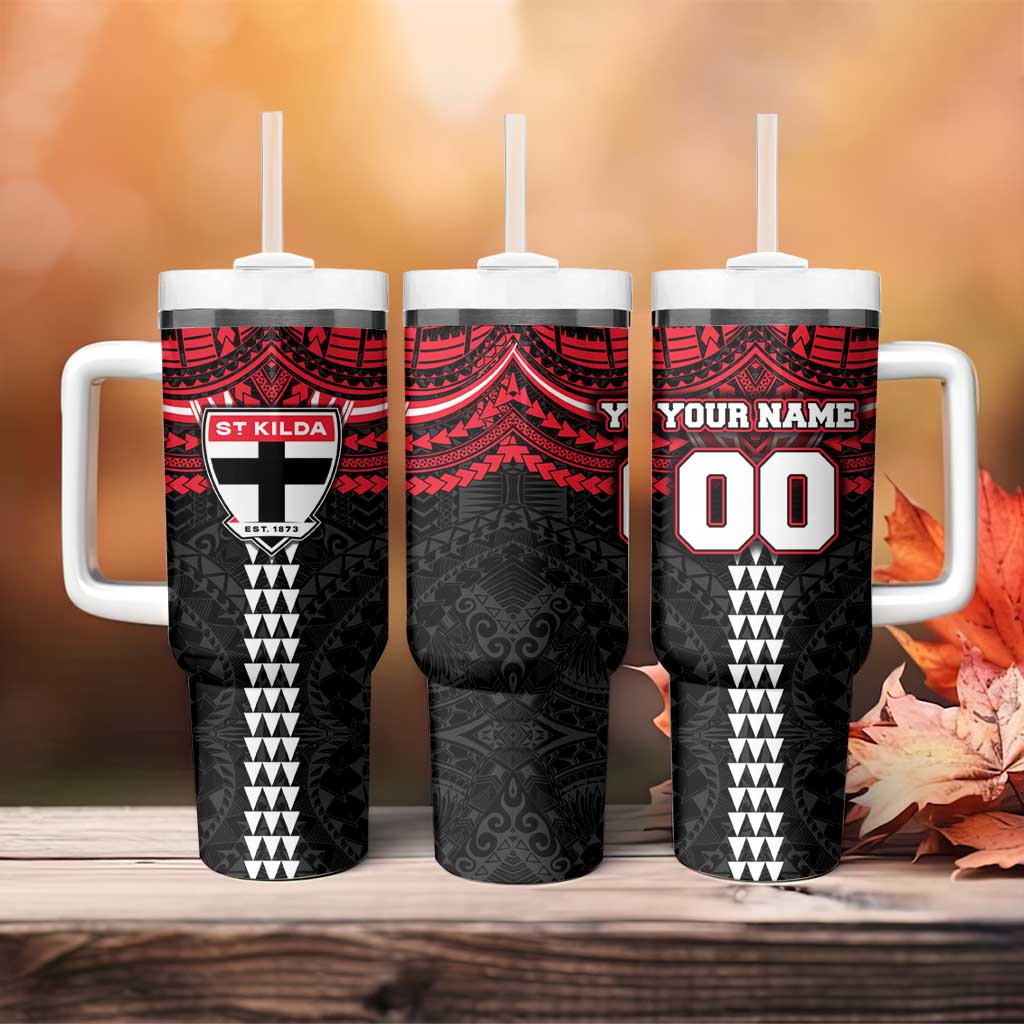 Personalized St Kilda Saints Tumbler With Handle Polynesian Tribal Pattern Heritage Football