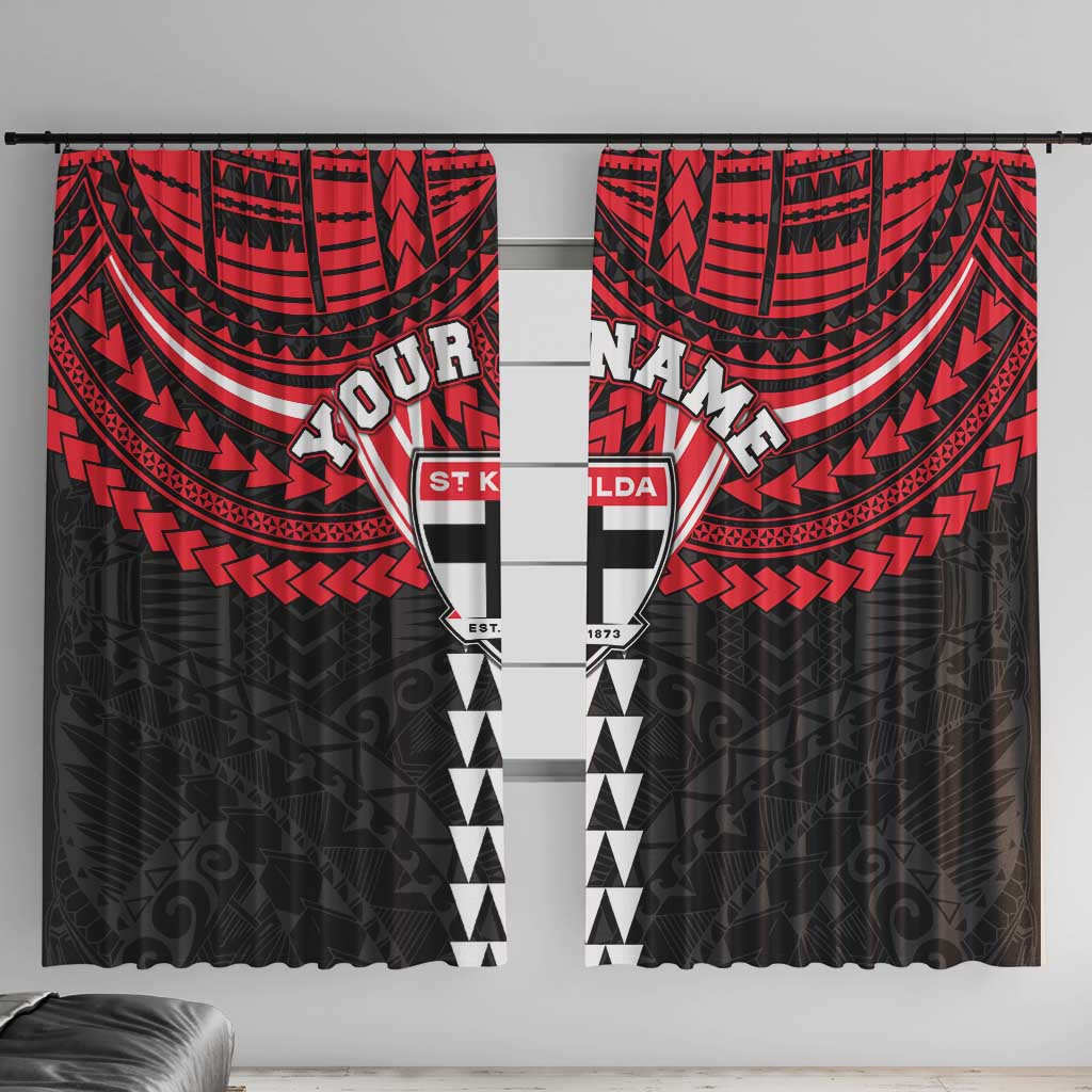 Personalized St Kilda Saints Window Curtain Polynesian Tribal Pattern Heritage Football