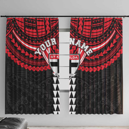Personalized St Kilda Saints Window Curtain Polynesian Tribal Pattern Heritage Football