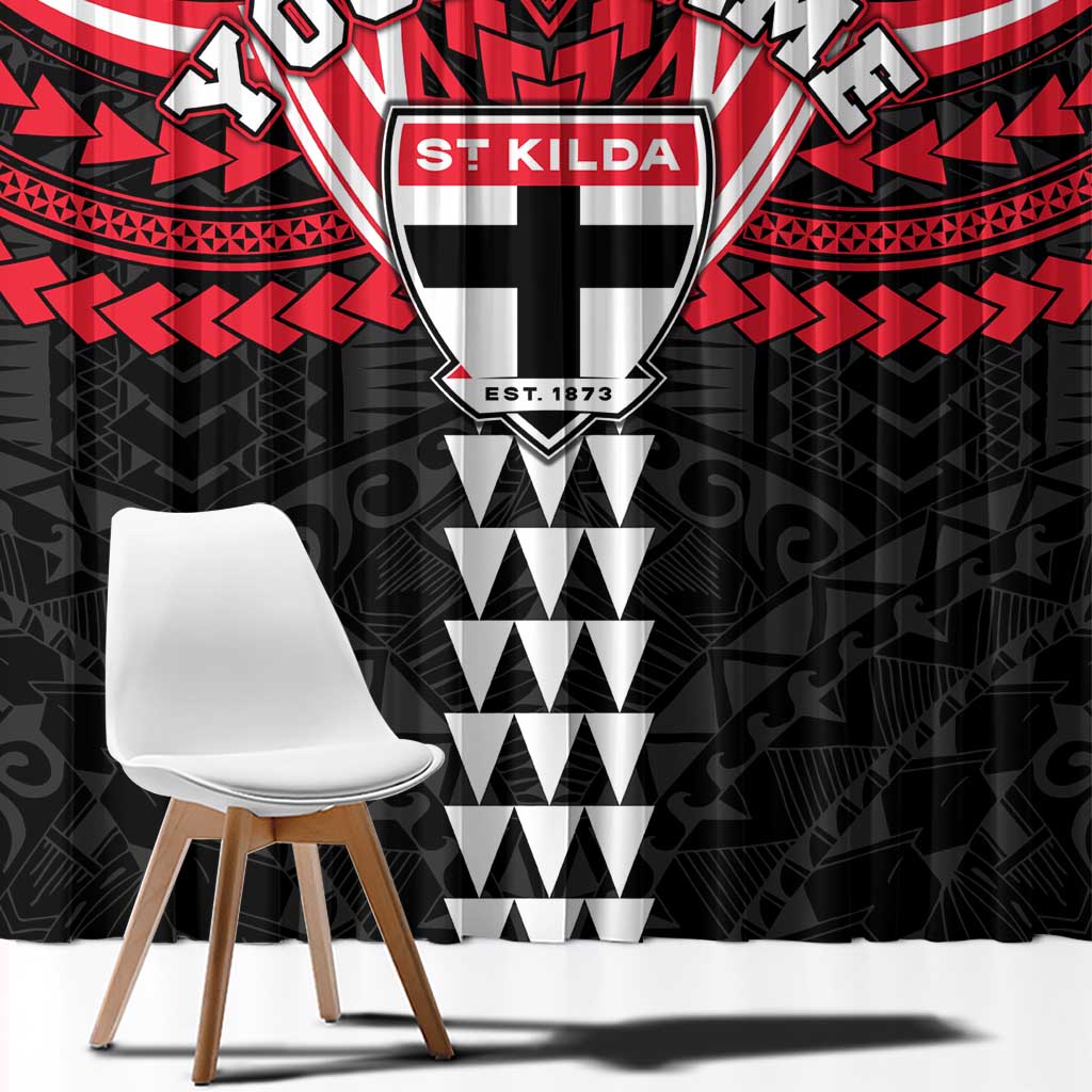 Personalized St Kilda Saints Window Curtain Polynesian Tribal Pattern Heritage Football
