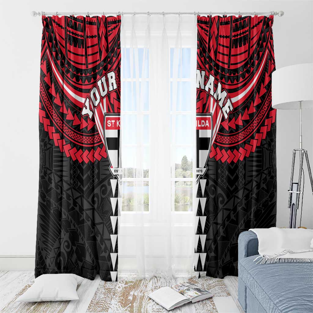 Personalized St Kilda Saints Window Curtain Polynesian Tribal Pattern Heritage Football