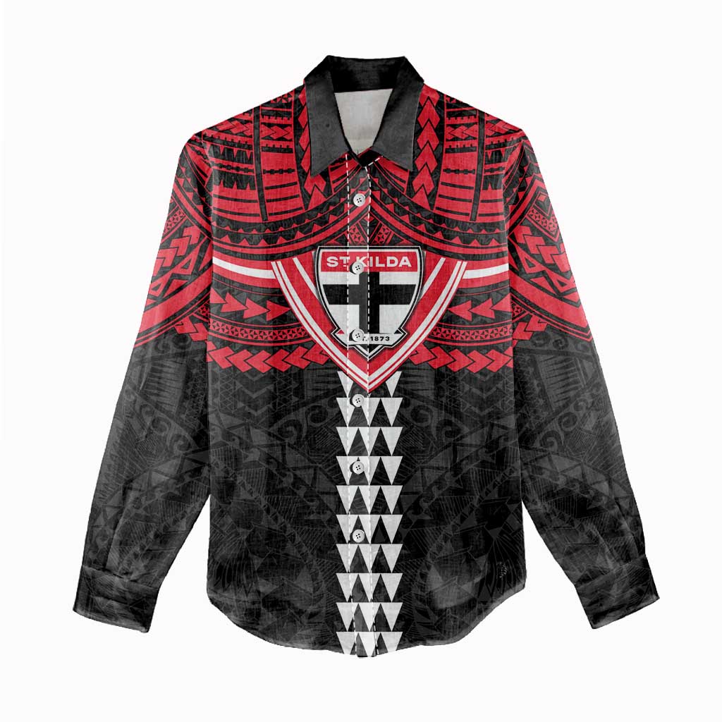 Personalized St Kilda Saints Women Casual Shirt Polynesian Tribal Pattern Heritage Football