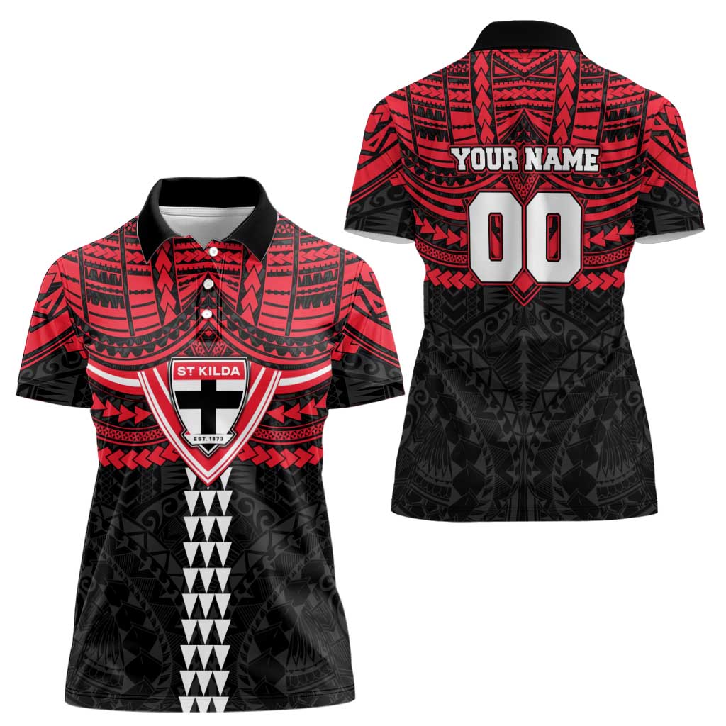 Personalized St Kilda Saints Women Polo Shirt Polynesian Tribal Pattern Heritage Football