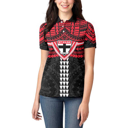 Personalized St Kilda Saints Women Polo Shirt Polynesian Tribal Pattern Heritage Football