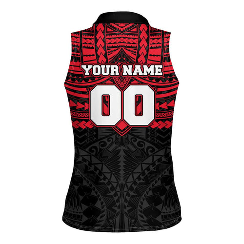 Personalized St Kilda Saints Women Sleeveless Polo Shirt Polynesian Tribal Pattern Heritage Football